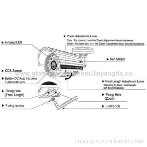 Manual Zooming Outdoor Waterproof CCTV Camera with 40m IR Distance, 402-700TVL Resolution